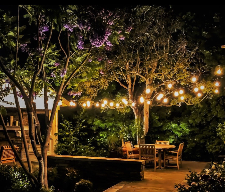 Specialty lighting - Market lights set up above outdoor deck