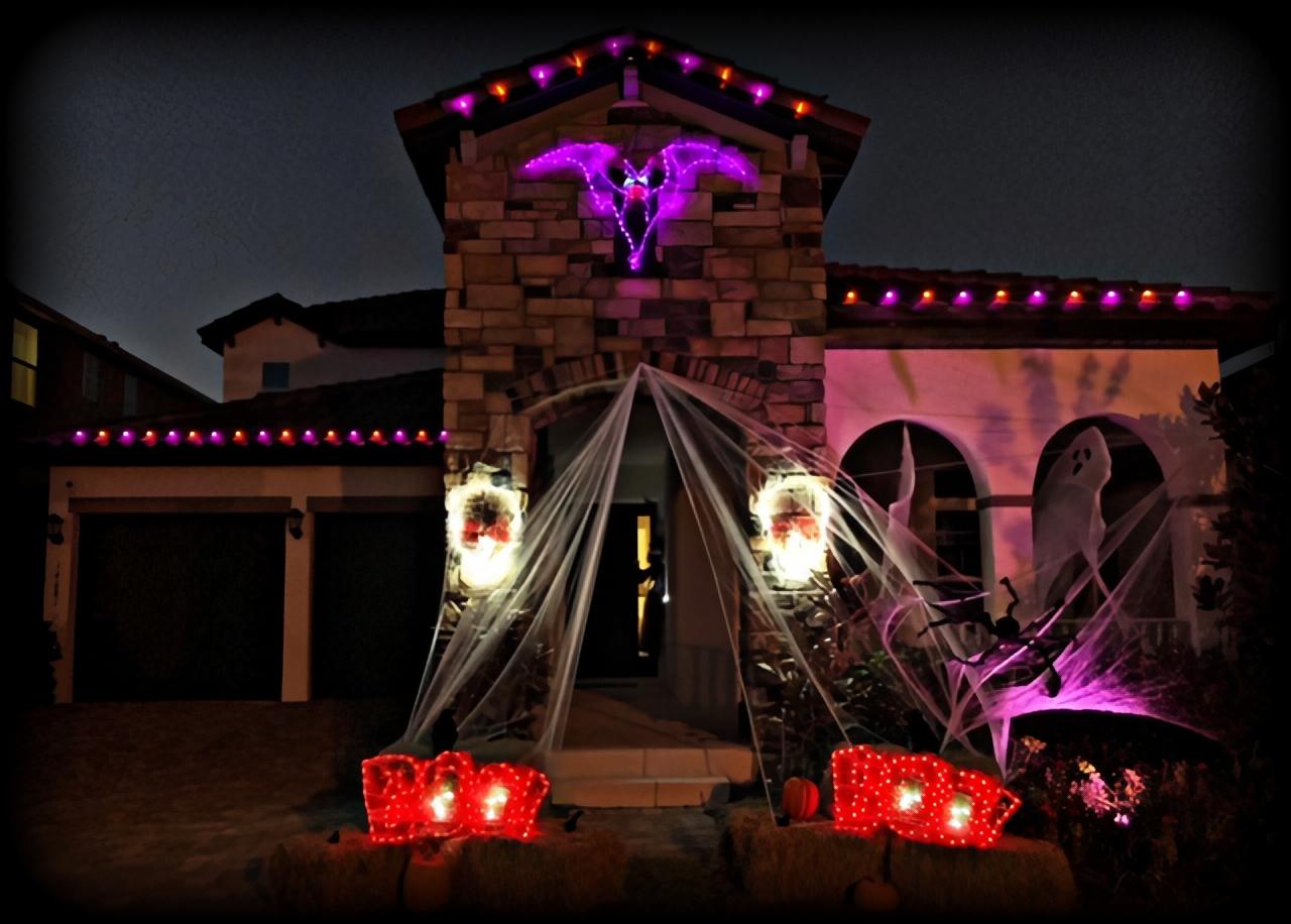 Outdoor Halloween lighting at night