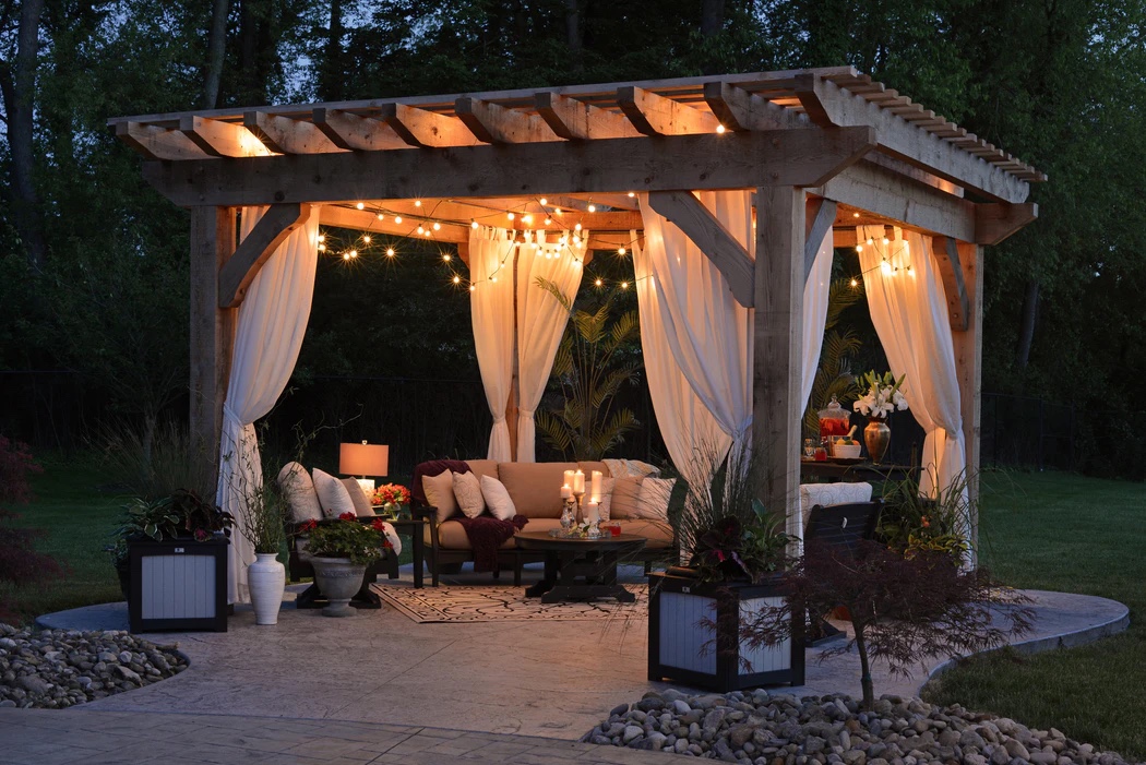 gazebo with ambient lighting